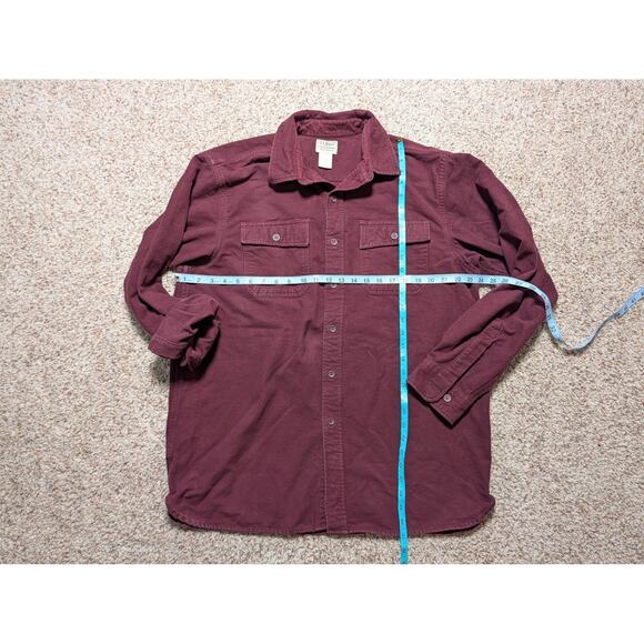 L.L. BEAN Long Sleeve button up, L, Red/Maroon; CHAMOIS Flannel Shirt, - Picture 3 of 7